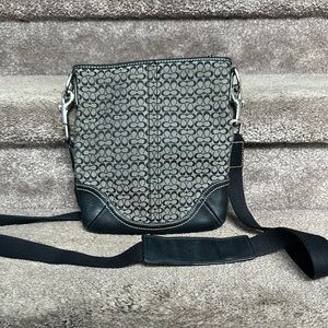 Vintage Coach Black and Gray Signature Crossbody Bag